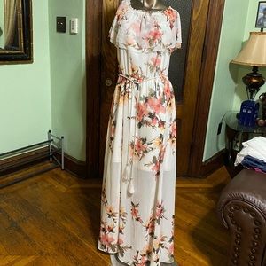 Off the shoulder layered multicolored Maxi dress